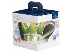 Villeroy & Boch Newwave Caffè Tazza da Caffè Pappagallini, 300 ml, Altezza: 11 cm, Porcellana Premium, Verde/Multicolore