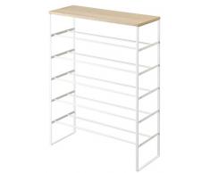 YAMAZAKI home Tower - Scarpiera a 6 Ripiani in Legno, Colore: Bianco, Acciaio