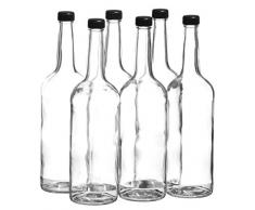 MÃSER Dreh - Bottiglie a Collo Lungo da 1 litro con Tappo Nero, Set da 6.
