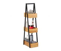 Relaxdays - Scaffale salvaspazio in bambù, con 3 Ripiani, per Bagno, Cucina, Soggiorno, in Metallo, 81 x 18 x 30 cm, Colore Naturale, 81,00 x 18,00 x 30,00 cm