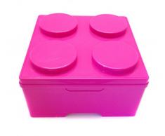 Outlook Design BRICK 4 Contenitore Multiuso Impilabile, Organizer Cabina Armadio Portagiochi, Portaoggetti in Plastica, Misura 35 x 35 x 18 H cm, Rosa