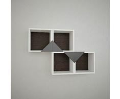 Homemania Mensola Tahiti, Legno, Bianco-Wenge-Nero, 90x20x60 cm