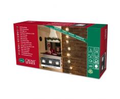 Konstsmide 2775-103 / Catena dekorativa LED materiale sintetico forma a cubo trasparente con effetto stella / 10 diodi bianco caldi / 24V trasformatore da interno/cavo trasparente