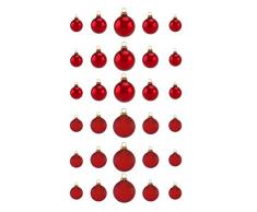 Thüringer Glasdesign Decorazione per Albero di Natale, Rosso, 30-Teilig Uni