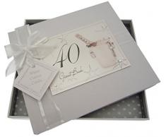 Bianco Carte Cotone 40 Â° con Il Testo in Inglese e Spina per Il Secchio Champagne o Libro degli Ospiti