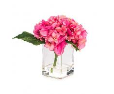 EUROCINSA RIF.89717C21 RACCOLO di ORTENSIE ROSAS, Scatola da 2 Pezzi, plastica, Vetro, Rosa, 19 x 22 cm