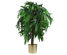 Leaf Design UK - Pianta di Mango Artificiale, Misura XL, in plastica, Colore: Nero, Verde, 100cm, Metal Planter