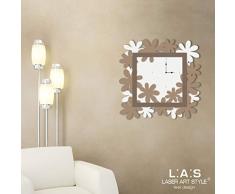 L:A:S Laser Art Style Orologio da Parete Design Moderno per Cucina Salotto Soggiorno SI-207, Legno, Bianco-Nocciola-Grigio Marrone, 70x70 cm