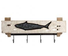 H&H Egeo Appendino 4 Posti in Legno con Ganci in Metallo, 66x27cm, Multicolore, S