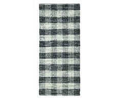Jute & Co. Aspen Tappeto, Passatoia Tessuto a Mano, Alta Qualità e Design, Lana, Bianco/Nero, 60 x 140 cm