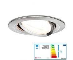 Paulmann 93641 Nova Faretto da Incasso Rotondo, In Ferro, Senza Lampadina Max. Faretto da Incasso da Soffitto, 35 W, Gu10, In Alluminio Spazzolato