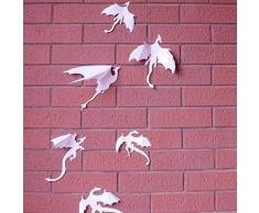 Adesivi da parete 3D DINOSAURI bianco da parete, ARTE murali rimovibile AUTOADESIVO DECALCOMANIA STANZA BebÃ¨ KINDERGARDEN cameretta bimbi ristorante CAFE HOTEL UFFICIO DECORAZIONE CASA