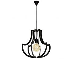 Homemania HOMAX_4415 Lampada a Sospensione Tigris Grigio Scuro in Metallo, Legno, 45 x 45 x 90 cm