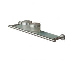 Tiger Boston Mensola, Vetro, Acciaio Inox Spazzolato, 58 x 5 x 13 cm