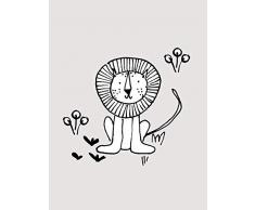 Komar - Quadro da Parete Scribble Lion, per Soggiorno, Camera da Letto, Decorazione, Stampa Artistica, Disponibile in 3 Misure, Nero, Bianco, P104E-30x40