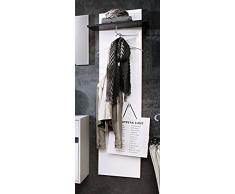 Trendteam - Guardaroba sol, 53 x 160 x 26 cm, Corpo Bianco, Parte Anteriore Bianca Lucida, con ripiano in Grigio e Quercia