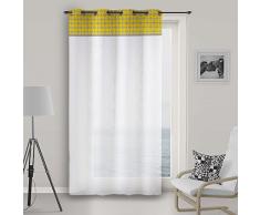 Soleil docre Tenda in Voile con Occhielli in Cotone 140x250 cm DAMIER Giallo