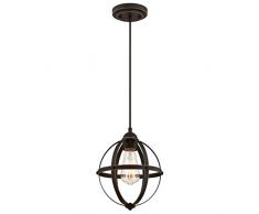 63619 Apparecchio di illuminazione a sospensione a luce singola da interno, finitura in bronzo lucidato a olio con punti brillanti