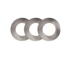 Brilliant AG G94665A13-Faretto da incasso, luce LED, in alluminio, 400 lumen 4 W, in acciaio, confezione da 3