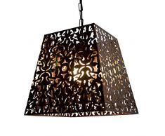 Sulion Lampadario, Lampada da soffitto Quadrata in Metallo Traforato Marrone