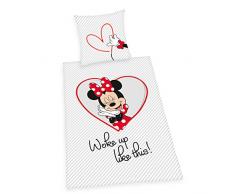 Herding Disney Minnie Mouse Set di Biancheria da Letto, Cotton, Bianco, 80 x 80 cm, 135 x 200 cm