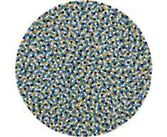 myfelt Fritz - Tappeto Rotondo in Lana Vergine, Colore: Verde/Blu, Verde/Blu, Diametro 70 cm