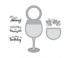 Spellbinders Bicchiere di Vino Bottiglia Tag Timbro e Die Set, Metallo, Multicolore, 23.5Â x 14.8Â x 0.6Â cm