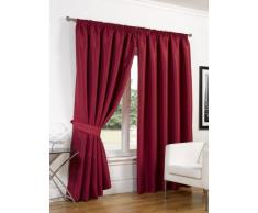 Dreamscene - Coppia di Lusso Anello Superiore Completamente Foderato Tende oscuranti con Occhielli con fermatenda Rosso, 46 x 183