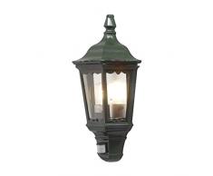 Konstsmide 7230-600 Parma - Lampada da Parete in Alluminio Laccato, 25 x 16 x 49,5 cm, 1 Lampadina da 100 W, IP43, con sensore di Movimento, Colore: Verde