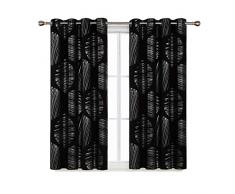 Deconovo Blackout Curtains Ring Top-Tende Decorative per la casa, Motivo Circolare, in Lamina di Alluminio Stampata, Isolamento Termico per finestre per Camera da Letto, Nero, 46 x 54 inch