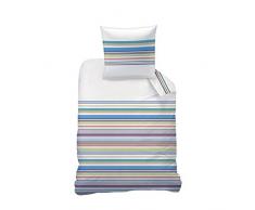 Matt & Rose Set di Biancheria da Letto, Cotone, Bianco con Strisce Colorate, 135Â x 200Â cm, 2Â unitÃ