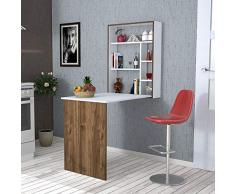 Homemania Scrivania Magicbox Colore Bianco e Noce, 18 mm di qualità E1. Laminato Melaminico. Fasce Laterali in PVC 0,40 mm-Mobile Arredo Design-per Ufficio, Studio, Camera, Cameretta, Unica