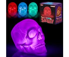 Tobar Lampada LED a Forma di Teschio, Luce Decorativa con Funzione Cambia Colore, Circa 9,5 cm, Funzionamento a Batteria, Decorazione per la Vostra casa, Multicolore