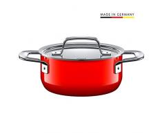 Silit Zeno Red - Pentola con Coperchio in Metallo, 16 cm, 1,3 l, in Ceramica, Adatta a Piani Cottura a induzione, Colore: Rosso