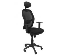 Piqueras Y Crespo (PIQU7) Sedia a Sdraio in Rete con Seduta Bali Nera con Schienale e testiera da Ufficio, Taglia Unica