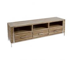 BigBuy Home Mobile TV Tea (3 cassetti) (160 x 45 x 51 cm) by Craftenwood, Multicolore, Taglia unica