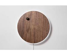 FLYTE Story - Orologio da Parete/da Tavolo Digitale, con Timer, lancette oscillanti e retroilluminazione a LED, Colore: Noce