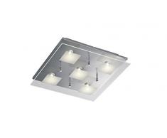 Trio Leuchten Trio 627910506 Antonio Plafoniera LED, 5x4.5 Watt, Cromo/Trasparente Chiaro, 38x38x8 cm 4.5 W