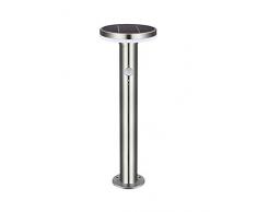 Velamp Devils Tower Lampada da Terra LED a Carica Solare. Acciaio Inossidabile. 600 Lumen con rilevatore di Movimento. Alt.: 45cm. IP44: per Balcone, Giardino, terrazzo, Silver