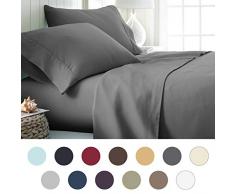 ienjoy Home Beckham Hotel Collection 1500Â Series Morbido Spazzolato Biancheria da Letto in Microfibra, Tasca Profonda, Gray, King