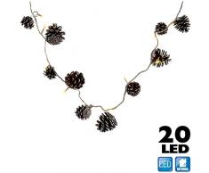 Christmas Gift Catena Luminosa Pigne Natalizie 20 LED Colore Bianco Caldo, Cavo da 3 mt, Multicolore, Unica