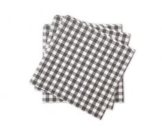 Set di 3 tovaglioli in Cotone Vichy Grigio