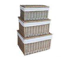 Red Hamper Cesto portaoggetti in Vimini Foderato in Cotone Lavato Antico Medio