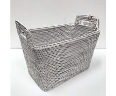 BYRMAY 60772 - Portariviste, Rotin, Bianco, Taglia Unica