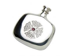 Edwin Blyde & Co Spirito FlaskÂ âÂ Tinta Unita A Forma di Bottiglia con Croce celtica e Ametista Pietra di Vetro, Inserti, Forma angolare, 4Â oz, Peltro