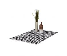 Relaxdays 10022345_760 Tappeto Soggiorno in Cotone, Passatoia Corridoio Anti-Scivolo, 120x180 cm, Bianco-Nero