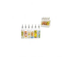 HOME 9344200 Set 12 Bottiglie Vetro Decorazione Tappo Dosatore 250 Arredo Tavola