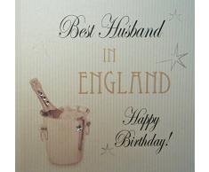 Carta di Cotone Bianco miglior Marito Inglese Happy Birthday Carta Comune a Mano con Champagne Secchio