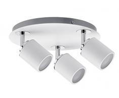 Paulmann 66719Â Spotlight Tube Ip44Â Rondell Max 3 x W Gu10Â 230Â V In Metallo Bianco/Cromato,Â Plafoniera Lampada Soffitto Led Lampada Faretto da Soffitto