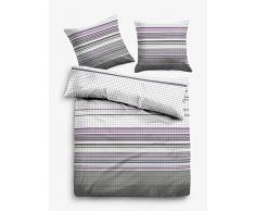 Tom Tailor 0009887 - Biancheria da letto in flanella, con federa in cotone, 1 copripiumino da 155 x 220 cm e 1 federa da 80 x 80 cm, colore: grigio chiaro